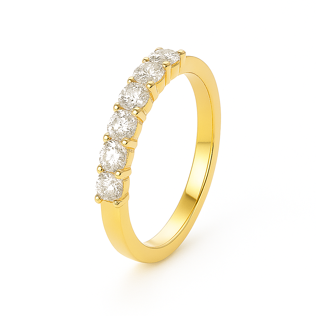 Meia Aliança em Ouro 18k com Diamantes 0,70ct