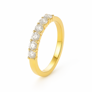 Meia Aliança em Ouro 18k com Diamantes 0,70ct