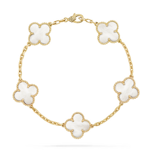 IMPORTADA - Pulseira 5 Motivos Madrepérola Ouro 18K 750