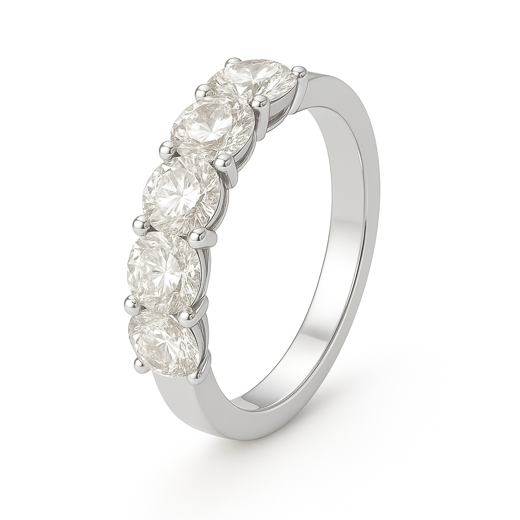Meia Aliança em Ouro 18k com Diamantes 2ct